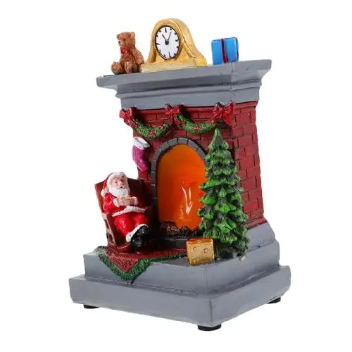 Produktbild: PRETYZOOM Weihnachtskamin Kerzenlaterne Miniatur-Weihnachtsmann Mini-Weihnachtslaternen Weihnachtsdekorationen licht kaminholz Weihnachtsbeleuchtung Tischdekoration Kaminlampe Harz