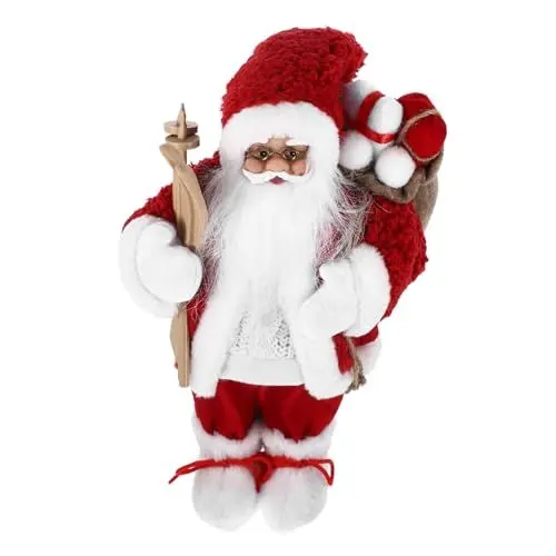 Produktbild: PRETYZOOM Weihnachtslandschaftsdekor Santa Weihnachtsschmuck weihnachtsmannfiguren Weihnachtsmann-Sammelfiguren Santa-Statue Weihnachtsminiaturfigur dekorative Weihnachtsmannfigur Stoff rot