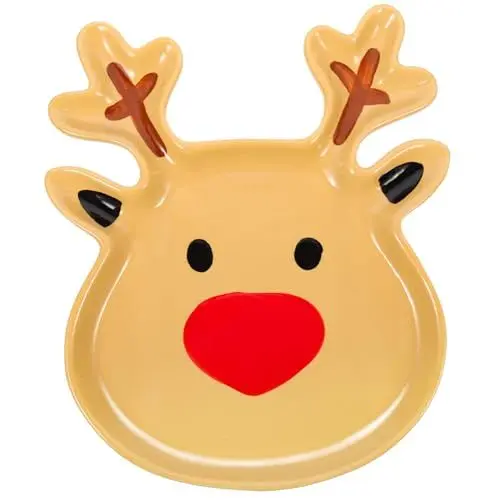 Produktbild: PRETYZOOM Weihnachtsteller mit Hirsch Weihnachts-Snack-Teller Kuchenplatte Nussplatte weihnachtsmotiv snackteller weihnachten Waschtisch Essenstablett Speiseteller Bonbon-Keramikplatte