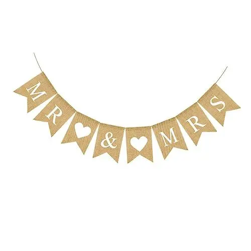 Produktbild: PRETYZOOM Retro Hochzeitsfeier Banner Jute Mit Dekorative Girlande Für Hochzeiten Partys Und Fotoshootings Mr Mrs Vintage Stil