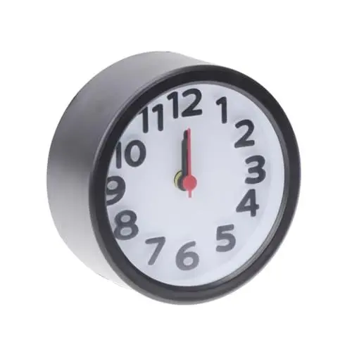 Produktbild: PRETYZOOM Runder Kunststoff-tischwecker Kleine Analoge Uhr Mit Leuchtenden Zeigern Einfache Weckfunktion Hängeuhr Geeignet Schwarz