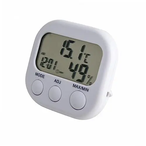 Produktbild: PRETYZOOM lcd display lcd monitor Luftfeuchtigkeit hygro thermometer raumthermometer innen digitales Thermometer Innenthermometer Feuchtigkeitsmonitor Anzahl Wecker Weiß