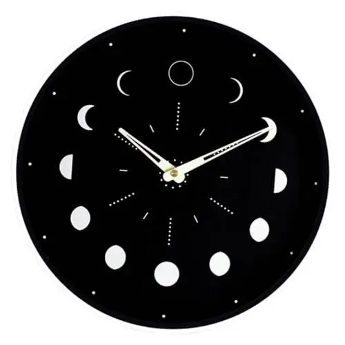 Produktbild: PRETYZOOM Dekorative Wanduhr Groß Leise Analog Ohne Batterie Moderner Französischer Bauernhausstil Mondphasenuhr für Die Wohnzimmerdekoration