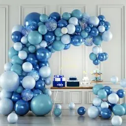Produktbild: Pricl Blau Luftballon Girlande Set,143 Stück Blau Weiß Helium Party Ballon Metallic Blau Ballonbogen mit Konfetti Ballons für Geburtstag Babyparty Hochzeit Baby Shower Deko Winter