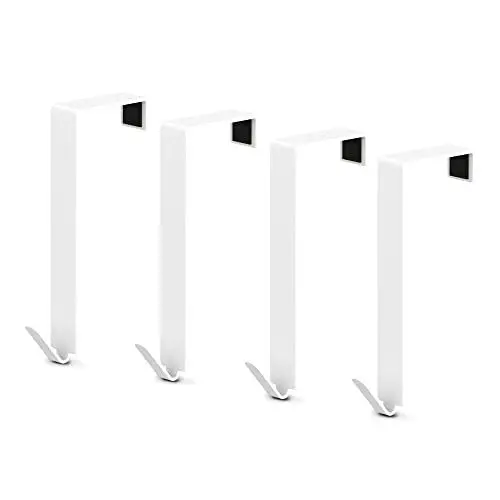 Produktbild: primahook Türhaken bis 35 mm Türfalz - 4er Set, weiß I Türhaken zum Einhängen inkl. Filzpad I stabile Haken zum Einhängen für alle gängigen Türen