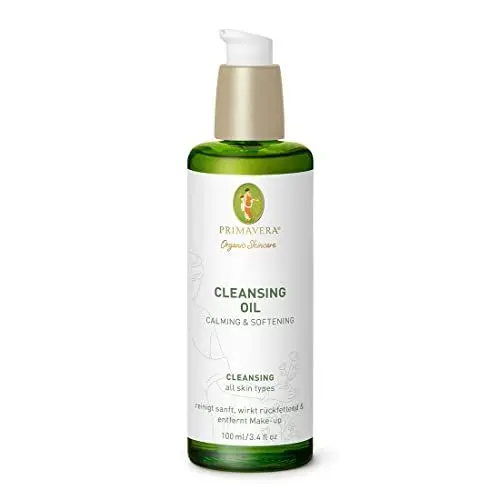 Produktbild: PRIMAVERA Cleansing Oil Calming & Softening 100 ml – Naturkosmetik – Reinigungsöl, Gesichtsreinigung für jede Haut – reinigt sanft, wirkt rückfettend und entfernt Make-up - vegan