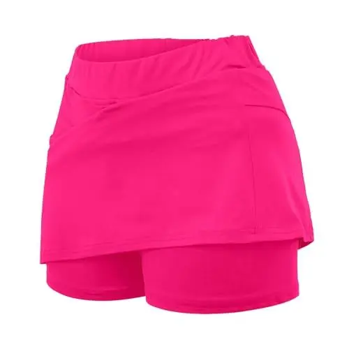 Produktbild: 2024 Fashion Damen Mädchen Basic Solid Dehnbaren Skater, golfrock Damen mit Hose lang Tennisrock Damen weiß Skater Hose Kurze Jeans sportrock mädchen Rock Gothic