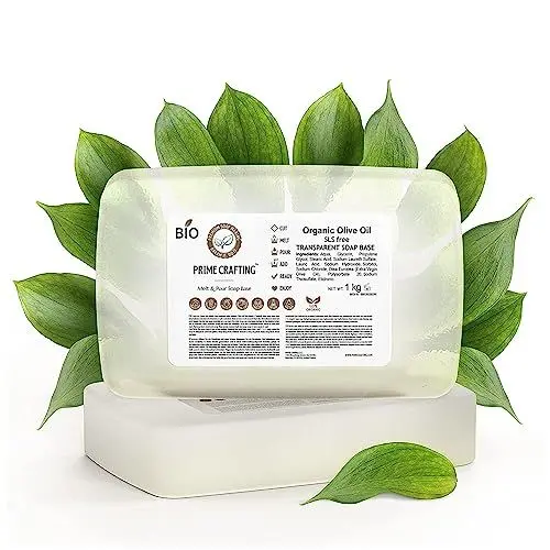 Produktbild: Prime Crafting 1 kg BIO Olivenöl Seifenbasis zur Seifenherstellung - SLS Frei - Glycerinseife Rohseife Transparent zum Seifengießen - Olive Oil Soap Base