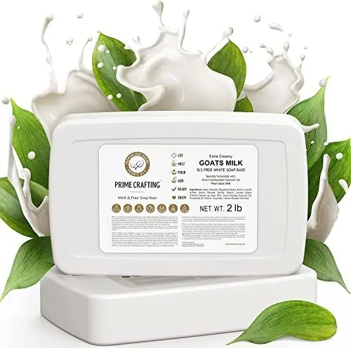 Produktbild: Prime Crafting 3 kg BIO Ziegenmilch Seifenbasis zur Seifenherstellung - SLS & SLES Frei - Glycerinseife Rohseife zum Seifengießen - Seife Selber Machen mit Seifenblock - Melt and Pour Soap Base
