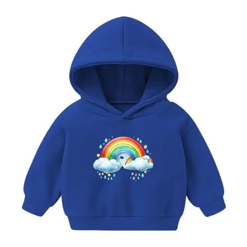 Produktbild: Prime Hoodie Mädchen Kapuzenpullover Kinder Baumwolle Tops Lässig Kostüme Bedrucktes Sweatshirt Kleidung Regular Klamotten Langarm Pullover Oberteile Sportshirt Weich Bekleidung Blau, 5 Jahre