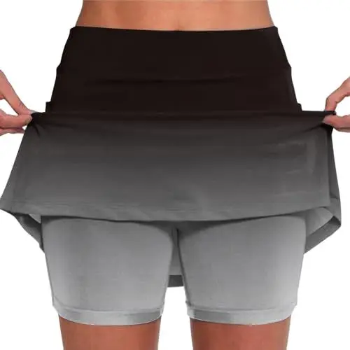 Produktbild: Prime Wann Day 2024 Tennisröcke für Damen mit Hose Farbverlauf Golfrock Damen Knielang Skater Hose Damen Tennisrock Damen mit Hose Knielang Farbschreibweise Skorts Damen Elegant