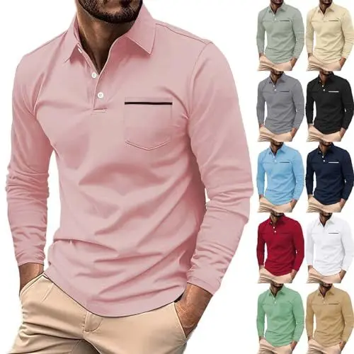Produktbild: Ausverkauf Lagertrainingsshirt Hemd Hochzeit Langarm Laufshirt Herren Polo Shirts männer Shirts Herren Thermo Shirt