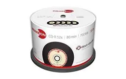 Produktbild: Primeon CD-R 80Min/700MB/52x Cakebox (50 Disc), black-vinyl-disc Surface, schwarz, beige,rot, 700 MB