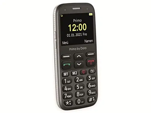 Produktbild: Primo 368 by Doro GSM Mobiltelefon mit froßem Farbdisplay, Fallsensor, Taschenlampe, FM-Radio, Kalender, inkl. Tischladestation, graphit, 360084