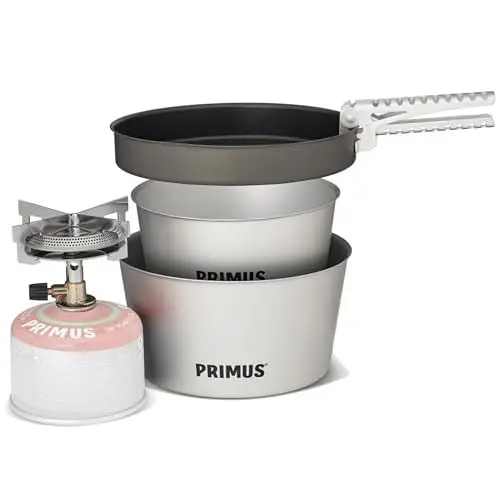 Produktbild: Primus Campingkocher Set - Mimer Stove Kit II - Camping Kochset mit 1x Gaskocher, 1x Pfanne & 2x Töpfe - Outdoor Kochgeschirr mit Primus Gaskocher Camping - Kochgeschirr Outdoor - Outdoor Kochset