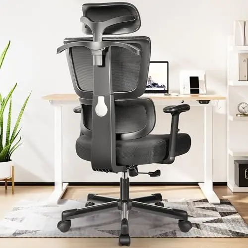 Produktbild: Primy Ergonomischer Bürostuhl 360° Free Swivel High Back Executive Chair Einstellbare 3D Kopfstütze Höhenverstellbarer Stuhl 300lbs (Schwarz)
