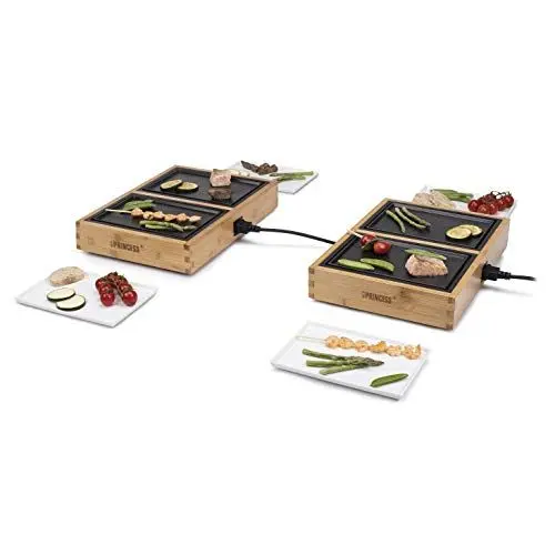 Produktbild: Princess Dinner4All Pure Tischgrill mit Bambusausführung - 4x210W, 2M Kabellänge, 4x Heizplatten und 4x Keramikplatten, 104040