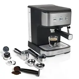 Produktbild: Princess 249413 Espressomaschine und Kapselmaschine 20 bar Wassertank 1,5 Liter Máquina de Espresso y cápsula Schwarz/Silber