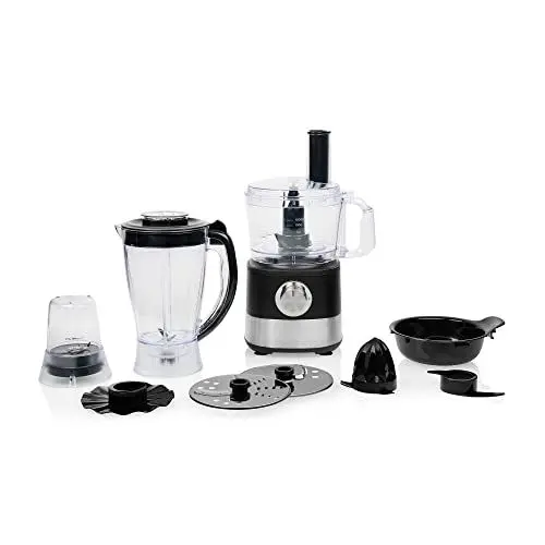 Produktbild: Princess 8-in-1 Küchenmaschine 221054 – Multifunktional – Mixen, Raspeln, Hacken, Schneiden, Auspressen von Zitrusfrüchten – 3 Geschwindigkeitsstufen – Inklusive umfangreichem Zubehör – 1000 W
