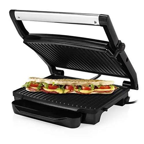 Produktbild: Princess Kontaktgrill - Panini Grill mit Edelstahlasuführung, 2000 Watt, 0,75m Kabellänge, 30x24cm Grillfläche, antihaftbeschichtet, 112415
