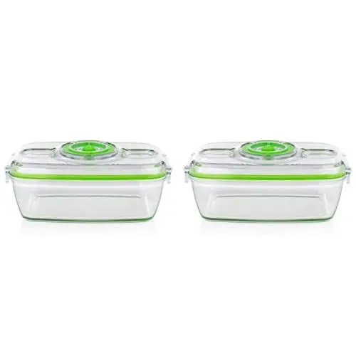 Produktbild: Princess Lebensmittel-Aufbewahrungsbehälter-Set aus Glas mit Handvakuumierer – inkl. elektrischer Vakuumpumpe, USB-Ladekabel, 2 Koch- und Lebensmittelbehälter, 2 BPA-freie Deckel, 492985