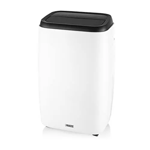 Produktbild: Princess Smartes Klimagerät - App gesteuert, mit Fernbedienung, Fenster Abluftbausatz, 3,5kW, 12.000 BTU, Touchscreen, Timer, 3 Settings, bis zu 50 m², 353200, Weiß, Schwarz