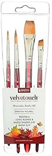 Produktbild: PRINCETON ARTIST BRUSH CO. Princeton VELVETOUCH, Series P3950, Pro Set mit 4 Pinseln