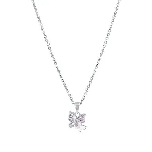 Produktbild: Prinzessin Lillifee Kette mit Anhänger 925 Sterling Silber Mädchen Kinder Halsschmuck, mit Zirkonia synth., 35+3 cm, Lila, Schmetterling, Kommt in Schmuck Geschenk Box, 2021103
