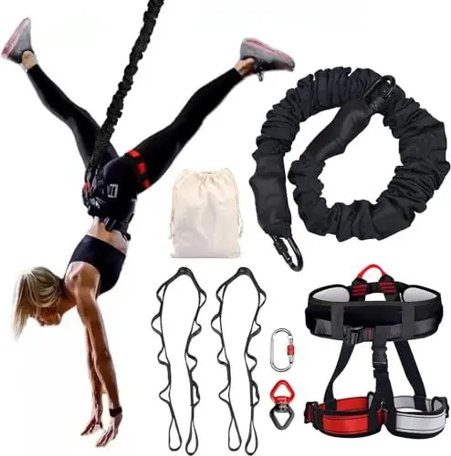 Produktbild: PRIORMAN Bungee Fitness Equipment Set Corda pesante Bungee Danza Resistenza Cintura Corda Allenamento Fitness Palestra Professionale Attrezzatura di formazione (XXL)
