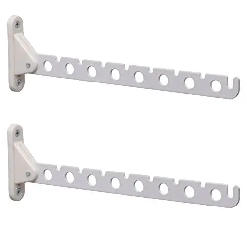 Produktbild: PRIOstahl Kleiderlüfter 310mm Weiß 2er Set Klappbar - Kleiderhaken Garderobenhaken Wandmontage 5kg Tragkraft Kleiderständer Abhängträger Stahl-Kunststoff Platzsparend