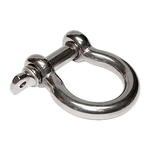 Produktbild: PRIOstahl Schäkel Rundschäkel Verbinder Schraubbolzen Drahtseilverbinder x 1 Schäkel Geschweift M6 (21 mm x 21 mm) Verbindungselement Bügel Rostfrei für Salzwasser Schiff Boot aus Edelstahl V4A …