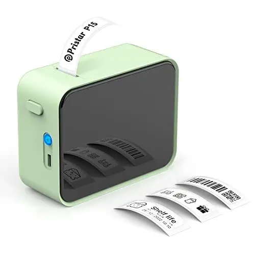 Produktbild: Pristar P15 Etikettiergerät Bluetooth Beschriftungsgerät Selbstklebend Wiederaufladbar Etikettendrucker, Labeldrucker für iOS&Android, Geeignet für Zuhause Schule Büro, Grün