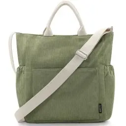 Produktbild: Prite Shopper Tasche Damen Groß Cordtaschen Tote Bag Cord Beuteltasche Stofftasche mit Verstellbarem Schultergurt für Arbeit Reisen Einkaufen Schule College