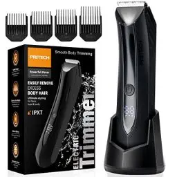 Produktbild: PRITECH Intimrasierer Mann, Elektrischer Körperrasierer Herren – Wasserdichter Rasierer intimbereich Trimmer, Ballrasierer, USB-Ladestation, Körperpflege-Set mit Keramikklinge (Schwarz)