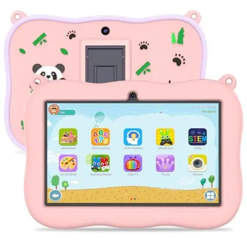 Produktbild: PRITOM 7-Zoll-Kinder-Tablets, Kleinkind-Tablet für Kinder mit WiFi, 32GB ROM, 512GB Expand, Bluetooth, Kindersicherung, vorinstallierte APPs, Lernen, pädagogische Kinder-Tablet mit Fall, rosa