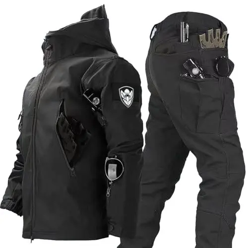 Produktbild: PRMTYUP Taktische Jacke Und Hose, Wasserdichtes Camouflage-Uniform-Set FüR MäNner, Armee-Kampfanzug, Softshell-Jacke FüR MäNner, Taktische Uniformen, Wasserdicht, Leicht,04,L