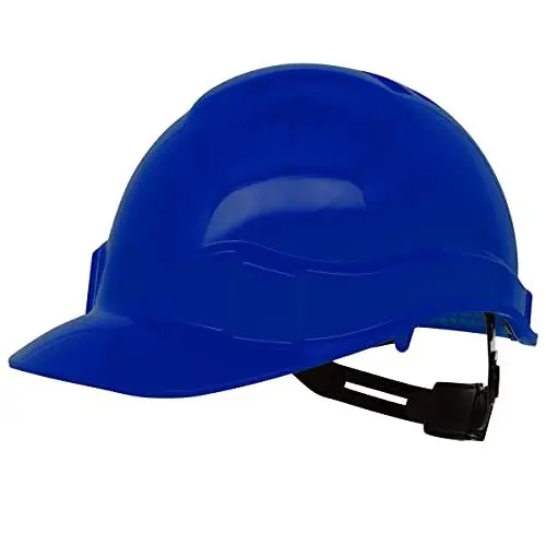 Produktbild: PRO FIT Arbeitsschutzhelm Pro Cap – Robuster Sicherheitshelm, PE-Schutzhelm für die Baustelle, Belüfteter Bauhelm, Anpassbares Kopfband & Kinnriemen - Blau
