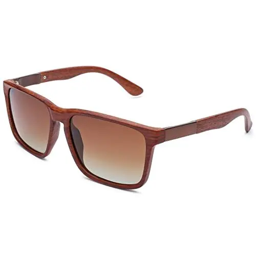 Produktbild: Pro Acme Polarisierte Rechteckig Sonnenbrille für Männer Frauen, Fahren/Angeln/Reisen/Golflicht UV400 Schutz Sonnenbrillen (Braun Rahmen | Gradient Braun Linse)
