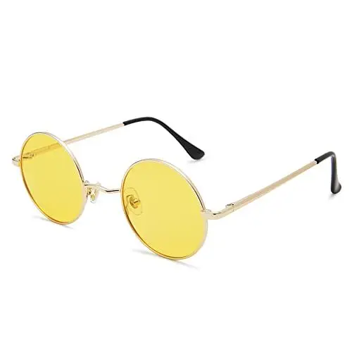 Produktbild: Pro Acme Retro Kleine Runde Polarisierte Sonnenbrille für Männer Frauen (Goldene Rahmen | Transparentes Gelb Linse)