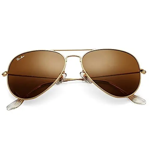 Produktbild: Pro Acme Sonnenbrille Herren Damen Klassische Pilotenbrille Glaslinse Fliegerbrille Unisex Piloten Sonnenbrille (Gold Rahmen/Braun Linse)