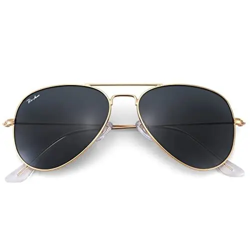 Produktbild: Pro Acme Sonnenbrille Herren Damen Klassische Pilotenbrille Glaslinse Fliegerbrille Unisex Piloten Sonnenbrille (Gold Rahmen/Grau Linse)