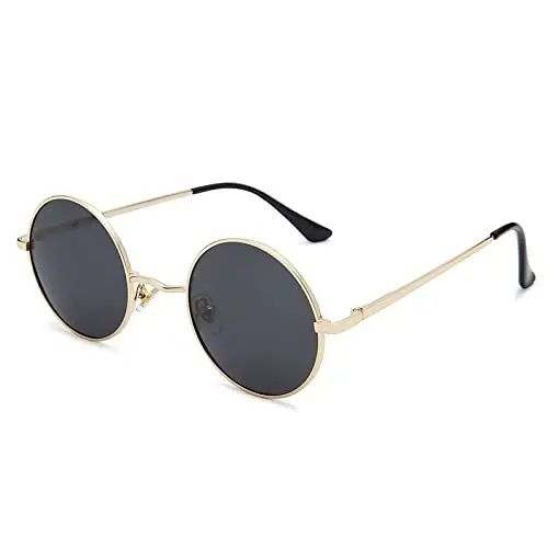 Produktbild: Pro Acme Sonnenbrille Herren Rund Polarisierte Sonnenbrille Retro für Männer Frauen (Gold Rahmen | Grau Linse)