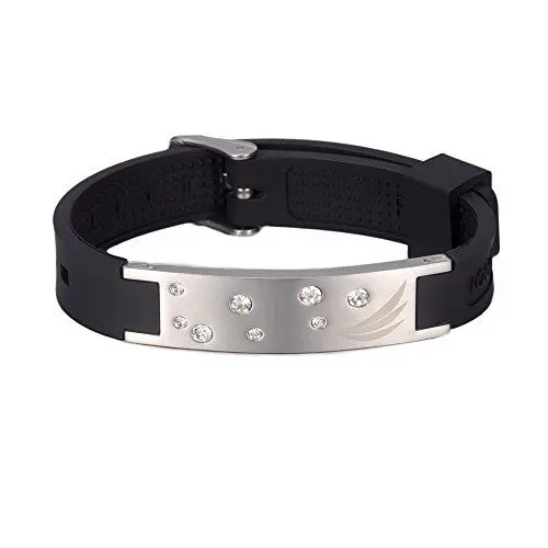 Produktbild: Pro Ion Slim Energetix 4you 2018 ENERGETIK for Life 3 Wings Ion Power Magnet Ionen Silikonarmband schwarz mit Swarovski Crystal Elements
