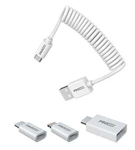 Produktbild: Pro User All-in-1 USB-Kabel: Ein Allrounder der Spitzenklasse mit 6 Anschluss Kombinationen: USB Lightning Anschluss fürs iPhone, USB-C und Micro USB Anschlüsse für universelle Kompatibilität