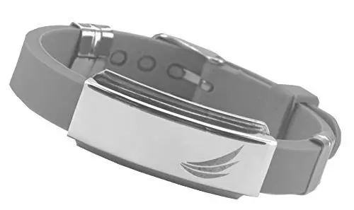 Produktbild: Pro negativ Ionen Kautschuk Magnetarmband Silbergrau Energetix 4you 606 3 Wings gravierbar Größe S - XL