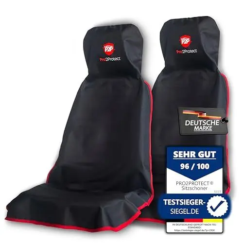Produktbild: Pro2Protect (2X Test SEHR GUT) Autositzschoner Vordersitze | WASSERDICHT | 2er Set | Autositzbezüge,Sitzauflage Sitzbezüge Auto | Schonbezug vorne, Autositzauflage,Sitzschoner Auto Zubehör Innenraum