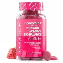 Produktbild: Probiotika Frauen – mit Kalzium & Cranberry für Flora Intima und Darmgesundheit – Vegan und Glutenfrei – Darmbakterien Probiotika – 60 Probiotika Gummibärchen – Darmflora Aufbau – Novomins