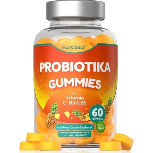 Produktbild: Kulturen Komplex Gummibärchen | Bakterienstämmen Lactobacillus Gummis mit 2,25 Millarden Zellen | Gut Health mit Lactobacillus casei + Vitamin C, B3, B5, B6 | 60 Gummies | von Horbaach