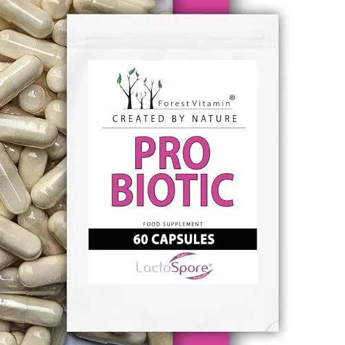Produktbild: Probiotikum - Forest Vitamin - ProBiotic 60 Kapseln - Quelle lebender Bakterienkulturen + Natürliche Inulin - HPMC-Kapseln geeignet für VEGETARIER und VEGANER