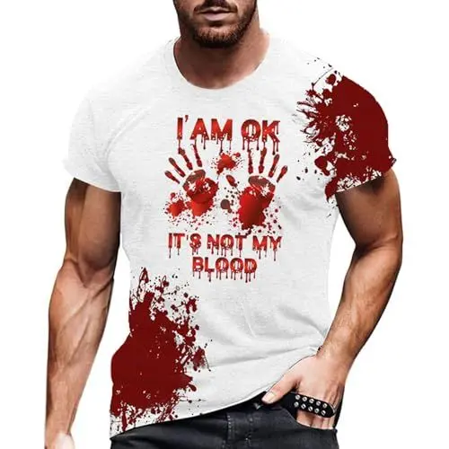 Produktbild: Problem Gelöst Shirt Herren Kostüme Halloween Herren Problem Gelöst Shirt Skelett Kostüm Zombie Hemd Große Größen Lustige Männer Outfit Gruselig Pullover Blut Ugly Kürbis Oversize Costume Lustig,XXL